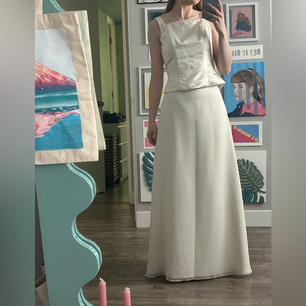 Elegant Vintage Ivory Wedding Bridal Corset and Skirt Set
